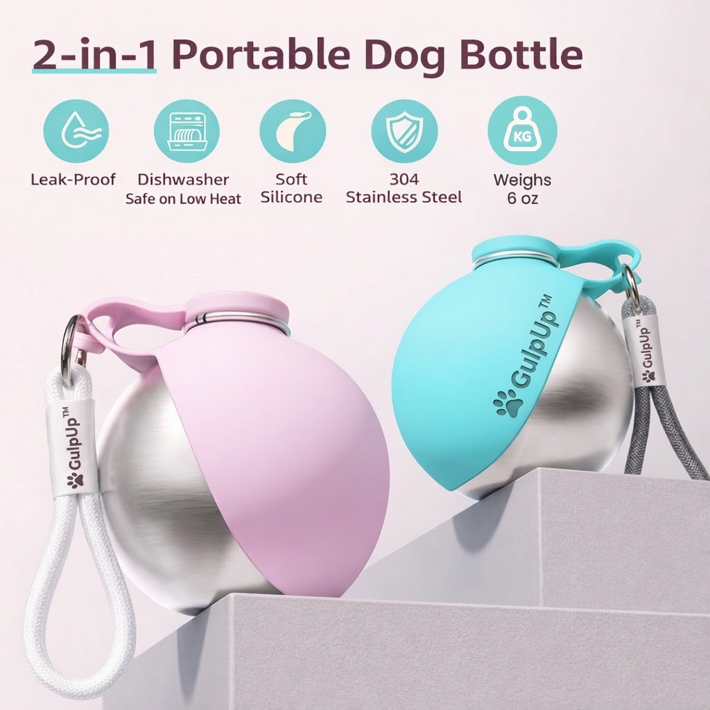 GulpUp™ — The 2-in-1 Dog Water Bottle & Bowl