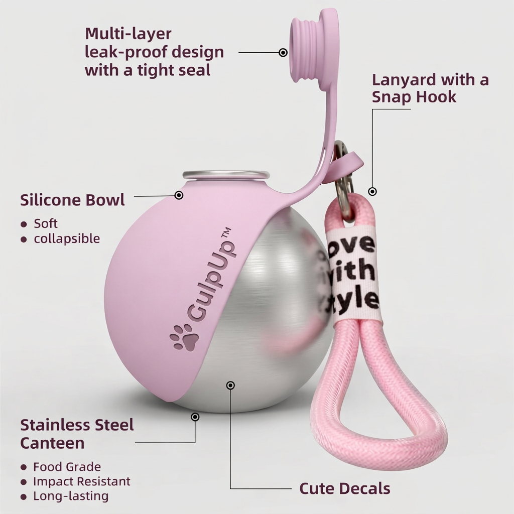 GulpUp™ — The 2-in-1 Dog Water Bottle & Bowl