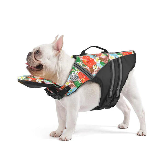 GulpUp SafeFloat Dog Life Jacket - Orange Flowers